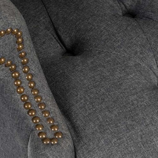 DRUMOAK Large Grey Fabric Traditional Style Executive Office Armchair