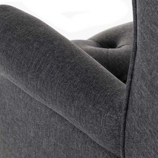 DRUMOAK Large Grey Fabric Traditional Style Executive Office Armchair