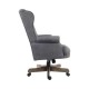 DRUMOAK Large Grey Fabric Traditional Style Executive Office Armchair