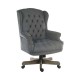DRUMOAK Large Grey Fabric Traditional Style Executive Office Armchair