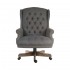 DRUMOAK Large Grey Fabric Traditional Style Executive Office Armchair