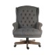 DRUMOAK Large Grey Fabric Traditional Style Executive Office Armchair