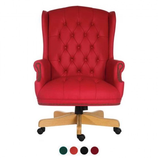 DRUMOAK Large Red Leather Traditional Style Executive Office Armchair DRUMOAK Large Red Leather Traditional Style Executive Office Armchair