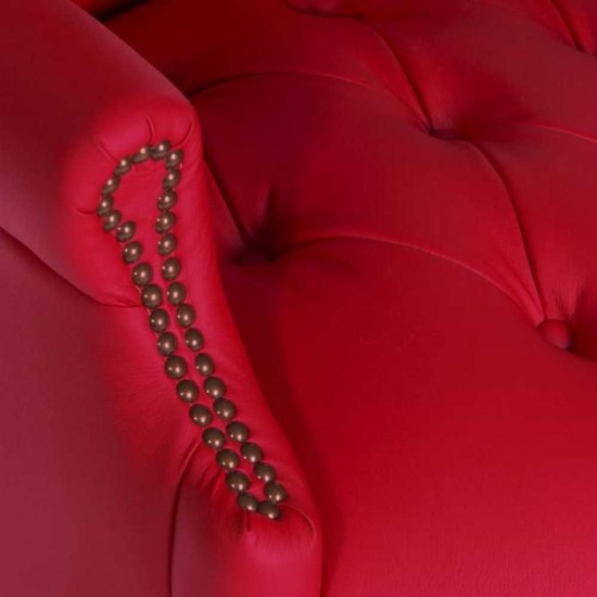 DRUMOAK Large Red Leather Traditional Style Executive Office Armchair DRUMOAK Large Red Leather Traditional Style Executive Office Armchair