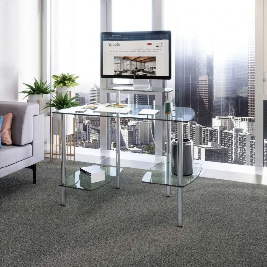 NORDLAND Clear Glass Home Office Desk/ Workstation