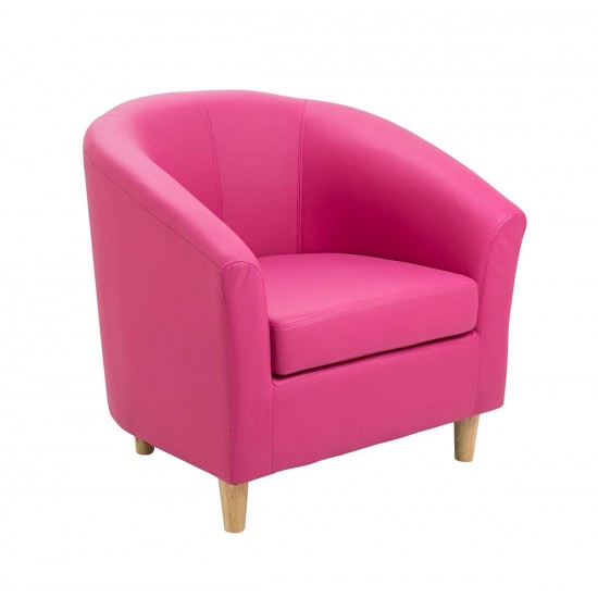 Hoboken Faux Leather Tub Chair In, Pink Leather Chairs