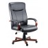AVENUE Black Leather Executive Office Chair with Mahogany effect Arms
