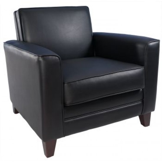 NEWPORT (armchair) black leather office reception armchair