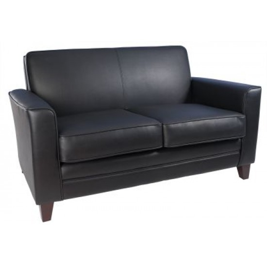 NEWPORT 2 Seat Black Leather Office Reception Sofa