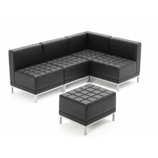 VERONA Contemporary Black Leather Modular Seating - Corner Unit