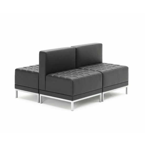 VERONA Contemporary Black Leather Modular Seating - Cube Unit
