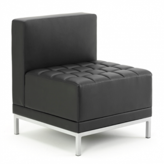 VERONA Contemporary Black Leather Modular Seating - Straight Unit