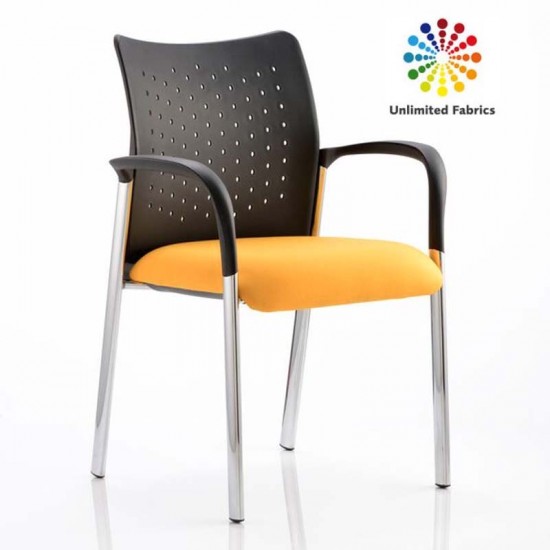 BARNES Meeting Room Chairs with Arms, Chrome Frame, Nylon Back,  Bespoke Colour Seat Options