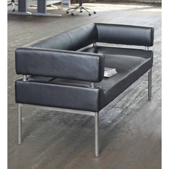 Barletta Contemporary Black Faux, Faux Leather Reception Chairs