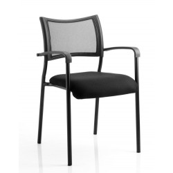 CONCEPT BLACK Stackable Meeting Room Chair, Black frame, Mesh Back, With Arms