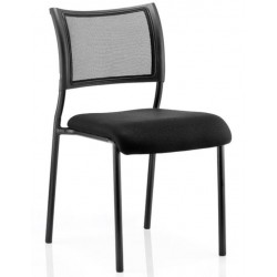 CONCEPT BLACK Stackable Meeting Room Chair, Black frame, Mesh Back, No Arms