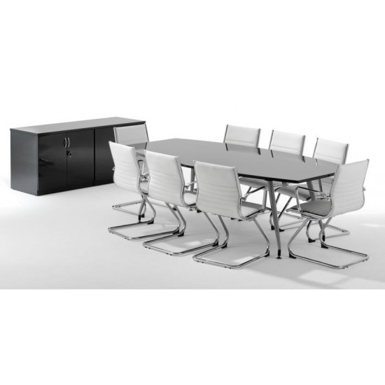 MONTREAL 2400mm Large Contemporary Black High Gloss Boardroom Table