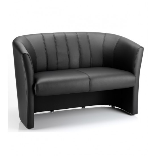 PALAZZO 2 Black Leather Effect Twin Seat Tub Sofas