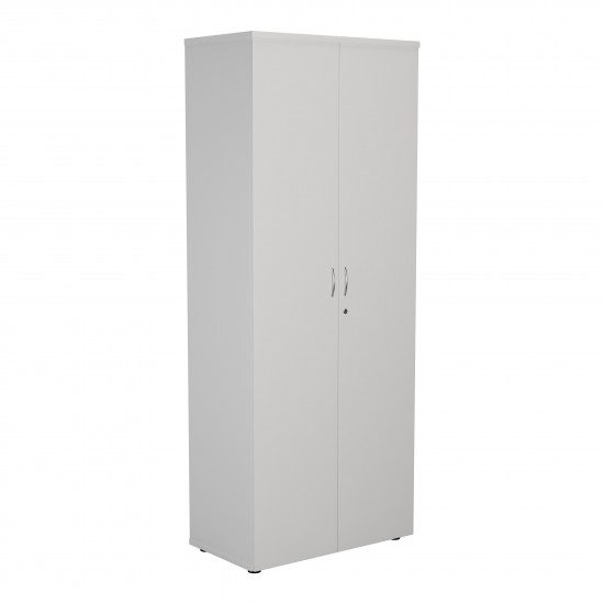 OSLO White 2000mm High 4 Shelf Lockable Office Storage Cupboard 